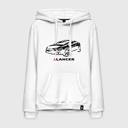 Толстовка-худи хлопковая мужская Mitsubishi lancer, цвет: белый