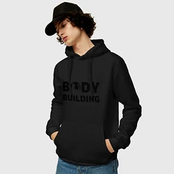 Толстовка-худи хлопковая мужская Body building, цвет: черный — фото 2