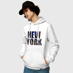 Толстовка-худи хлопковая мужская New York Streets, цвет: белый — фото 2