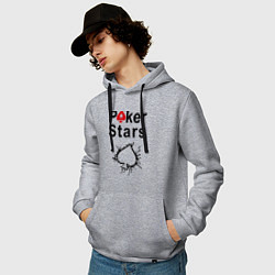 Толстовка-худи хлопковая мужская Poker Stars, цвет: меланж — фото 2