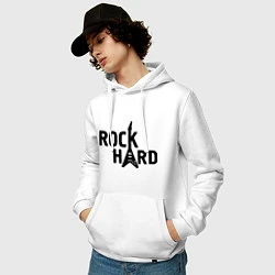 Толстовка-худи хлопковая мужская Rock hard, цвет: белый — фото 2