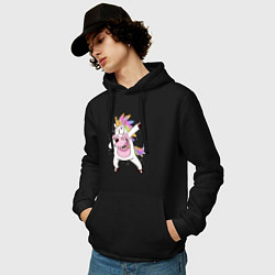Толстовка-худи хлопковая мужская Dabbing Unicorn, цвет: черный — фото 2