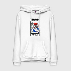 Толстовка-худи хлопковая мужская Taekwondo, цвет: белый