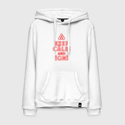 Толстовка-худи хлопковая мужская Keep calm and igni, цвет: белый