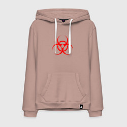 Толстовка-худи хлопковая мужская BIOHAZARD, цвет: пыльно-розовый