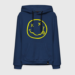 Толстовка-худи хлопковая мужская NIRVANA на спине, цвет: тёмно-синий