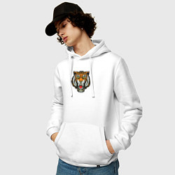 Толстовка-худи хлопковая мужская Тигр, цвет: белый — фото 2