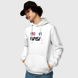 Толстовка-худи хлопковая мужская NASA НАСА, цвет: белый — фото 2