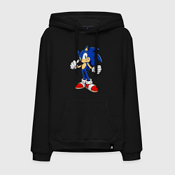 Толстовка-худи хлопковая мужская Sonic, цвет: черный