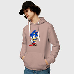 Толстовка-худи хлопковая мужская SONIC, цвет: пыльно-розовый — фото 2