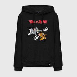 Толстовка-худи хлопковая мужская Tom & Jerry цвета черный — фото 1