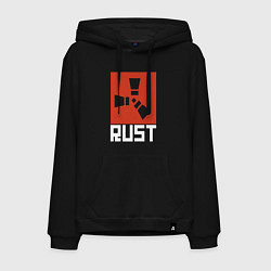 Толстовка-худи хлопковая мужская RUST, цвет: черный