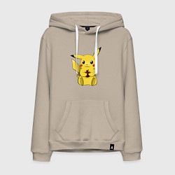 Толстовка-худи хлопковая мужская Пикачу, цвет: миндальный
