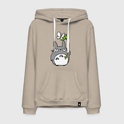 Толстовка-худи хлопковая мужская Totoro и бабочка, цвет: миндальный