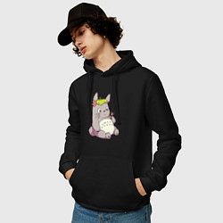 Толстовка-худи хлопковая мужская Little Totoro, цвет: черный — фото 2