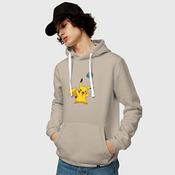 Толстовка-худи хлопковая мужская Pokemon pikachu 1, цвет: миндальный — фото 2