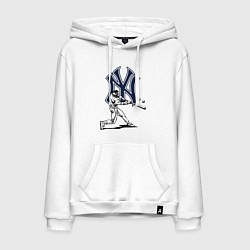 Толстовка-худи хлопковая мужская New York Yankees - baseball team, цвет: белый