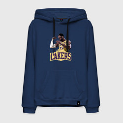 Толстовка-худи хлопковая мужская LeBron - Lakers, цвет: тёмно-синий