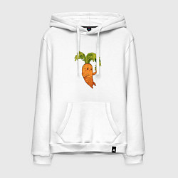 Толстовка-худи хлопковая мужская Милая морковка, цвет: белый