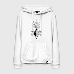 Толстовка-худи хлопковая мужская Polygonal deer, цвет: белый