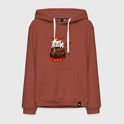 Толстовка-худи хлопковая мужская Genshin Impact Paimon food, цвет: кирпичный