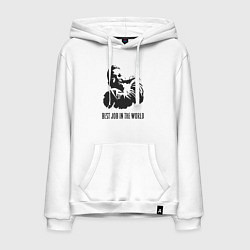 Толстовка-худи хлопковая мужская Лучшая работа в мире, цвет: белый