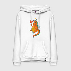 Толстовка-худи хлопковая мужская Милый дракон, цвет: белый
