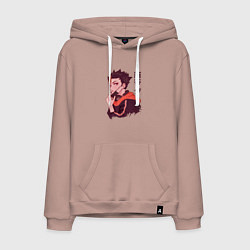 Толстовка-худи хлопковая мужская Нишиноя Ю, цвет: пыльно-розовый