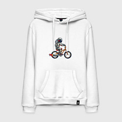 Толстовка-худи хлопковая мужская Астронавт на велосипеде, цвет: белый