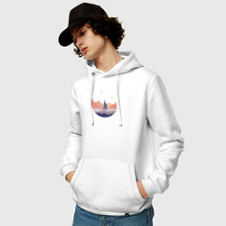 Толстовка-худи хлопковая мужская Яхта в океане, цвет: белый — фото 2