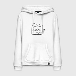 Толстовка-худи хлопковая мужская Кот Зефир в маске, цвет: белый