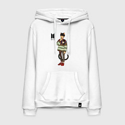 Толстовка-худи хлопковая мужская BTS Cat, цвет: белый