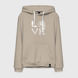 Толстовка-худи хлопковая мужская Автомеханику, цвет: миндальный