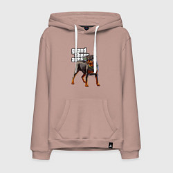 Толстовка-худи хлопковая мужская ЧОП - ротвейлер из GTA 5, цвет: пыльно-розовый