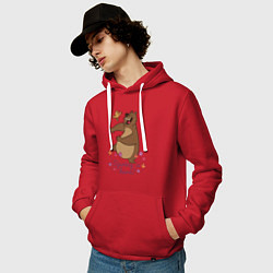 Толстовка-худи хлопковая мужская Весенний медведь, цвет: красный — фото 2