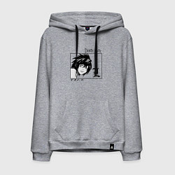 Толстовка-худи хлопковая мужская ТЕТРАДЬ СМЕРТИ, цвет: меланж