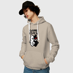 Толстовка-худи хлопковая мужская MONOKUMA GAME OVER, цвет: миндальный — фото 2