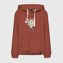 Толстовка-худи хлопковая мужская Иноске Хашибира Kimetsu no Yaiba, цвет: кирпичный