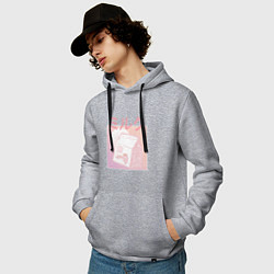 Толстовка-худи хлопковая мужская Vaporwave Strawberry Milk, цвет: меланж — фото 2