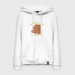 Толстовка-худи хлопковая мужская Pizza Cat, цвет: белый