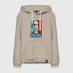 Толстовка-худи хлопковая мужская Bender, цвет: миндальный