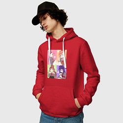 Толстовка-худи хлопковая мужская Girls Doki Doki коллаж, цвет: красный — фото 2