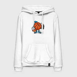Толстовка-худи хлопковая мужская Basket Music, цвет: белый