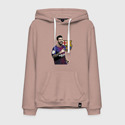 Толстовка-худи хлопковая мужская Lionel Messi Barcelona Argentina, цвет: пыльно-розовый