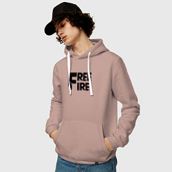 Толстовка-худи хлопковая мужская Free Fire big logo, цвет: пыльно-розовый — фото 2