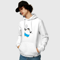 Толстовка-худи хлопковая мужская Волейбол - Пингвин, цвет: белый — фото 2