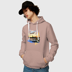 Толстовка-худи хлопковая мужская Travel Санк-Петербург, цвет: пыльно-розовый — фото 2