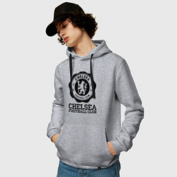 Толстовка-худи хлопковая мужская Chelsea FC: Emblem, цвет: меланж — фото 2
