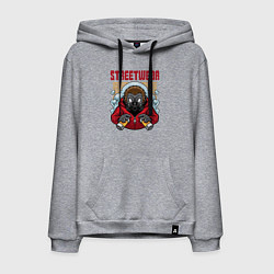 Толстовка-худи хлопковая мужская Ёжик в респираторе, цвет: меланж