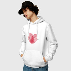 Толстовка-худи хлопковая мужская Отпечаток на сердце, цвет: белый — фото 2